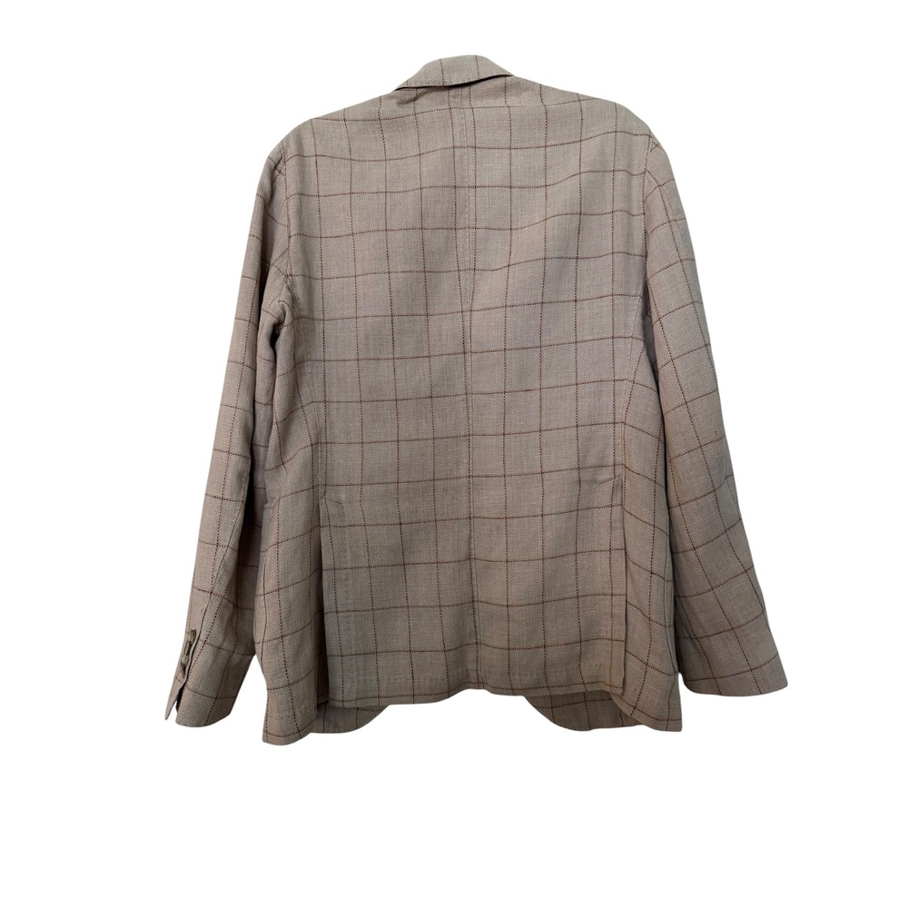 LBM 1911 Beige Checker Casual Men's Coat Summer Jacket Light Fabric Tailored - Picture 12 of 14